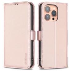 BINFEN COLOR - BINFEN COLOR BF31 iPhone 16 Pro Fodral - PU Läder - Rosa