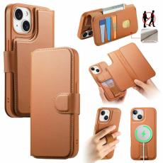 CASENEO - CASENEO iPhone 15 Fodral Magnetiskt RFID-blockerande Läder - Brun