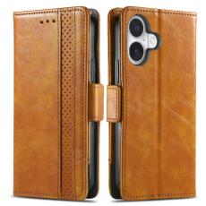 CASENEO - CASENEO iPhone 16 Fodral PU L&auml;der St&auml;ll med RFID - Ljusbrun