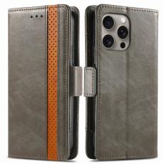 CASENEO - CASENEO iPhone 16 Pro Skal PU Läder Fodral - Grå