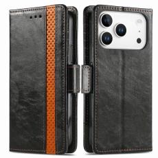 CASENEO - CASENEO iPhone 17 Pro Skal PU L&auml;der Fodral med RFID - Svart