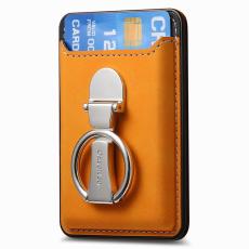 CASENEO - CASENEO MC-W8 Magnetisk Kortväska i Äkta Läder - Gul