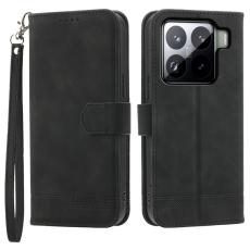 DIERFENG - DIERFENG DF-03 för Xiaomi 15 Pro Fodral Äkta läder - Svart