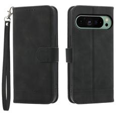 DIERFENG - DIERFENG DF-03 Fodral för Google Pixel 9 - Äkta läder - Svart