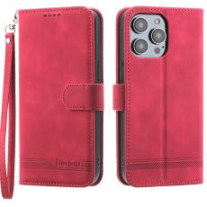 DIERFENG - DIERFENG DF-03 Fodral för iPhone 15 Pro - Äkta läder - Röd