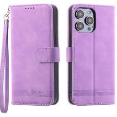 DIERFENG - DIERFENG DF-03 Fodral för iPhone 15 Pro Max - Äkta läder - Lila