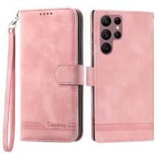 DIERFENG - DIERFENG DF-03 Fodral för Samsung Galaxy S22 Ultra 5G - PU Läder - Rosa
