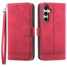 DIERFENG - DIERFENG DF-03 Fodral för Samsung Galaxy S24 FE Äkta läder - Röd