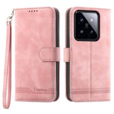 DIERFENG - DIERFENG DF-03 Fodral för Xiaomi 14 Pro - Scratch-resistant PU Leather - Pink