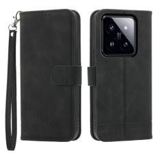 DIERFENG - DIERFENG DF-03 Fodral för Xiaomi 14 Pro - Scratch-resistant PU Leather - Svart