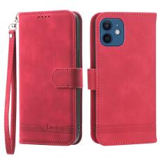 DIERFENG - DIERFENG DF-03 Fodral i Äkta läder för iPhone 12 - Röd