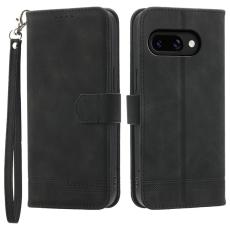 DIERFENG - DIERFENG DF-03 Google Pixel 9a Fodral Äkta läder - Svart