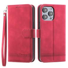 DIERFENG - DIERFENG DF-03 iPhone 14 Pro Max Fodral PU Läder - Röd