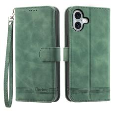 DIERFENG - DIERFENG DF-03 iPhone 16 Plus Wallet Fodral Äkta läder - Grön