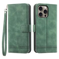 DIERFENG - DIERFENG DF-03 iPhone 16 Pro Max Wallet Fodral Äkta läder - Grön