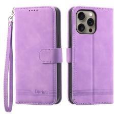 DIERFENG - DIERFENG DF-03 iPhone 16 Pro Max Wallet Fodral Äkta läder - Lila