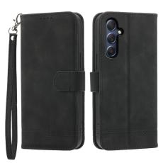 DIERFENG - DIERFENG DF-03 Samsung Galaxy M54 5G Fodral Äkta läder - Svart