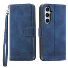 DIERFENG - DIERFENG DF-03 Samsung Galaxy S23 FE Fodral Äkta läder - Blå