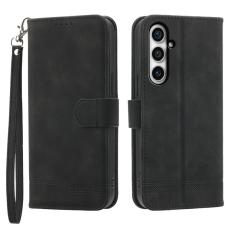 DIERFENG - DIERFENG DF-03 Samsung Galaxy S23 FE Fodral Äkta läder - Svart