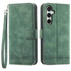 DIERFENG - DIERFENG DF-03 Samsung Galaxy S24 FE Fodral Äkta läder - Grön