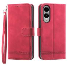 DIERFENG - DIERFENG DF-03 Samsung Galaxy S25 Edge Fodral Äkta läder - Röd