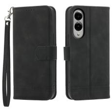 DIERFENG - DIERFENG DF-03 Samsung Galaxy S25 Edge Fodral Äkta läder - Svart