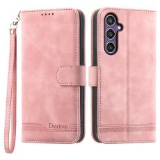 DIERFENG - DIERFENG DF-03 Samsung Galaxy S25 Fodral Äkta läder - Rosa