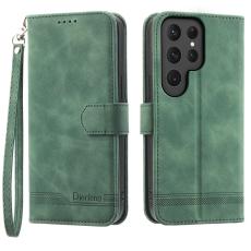 DIERFENG - DIERFENG DF-03 Samsung Galaxy S25 Ultra Fodral Äkta läder - Grön