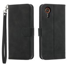 DIERFENG - DIERFENG DF-03 Samsung Galaxy Xcover7 Fodral - Äkta läder - Svart