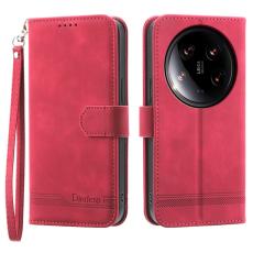 DIERFENG - DIERFENG DF-03 Wallet Fodral för Xiaomi 14 Ultra - Röd