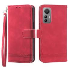 DIERFENG - DIERFENG DF-03 Xiaomi 12 Lite 5G Fodral Äkta läder - Röd