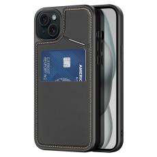 Dux Ducis - DUX DUCIS Rafi II för iPhone 15 Plus mobilskal med kortplats Konstläder - Svart