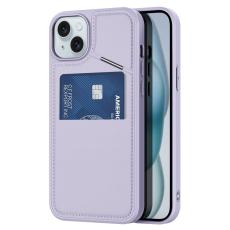 Dux Ducis - DUX DUCIS Rafi II för iPhone 15 Plus mobilskal med kortplats Konstläder - Lila