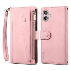 ESEBLE - ESEBLE Star Series iPhone 16 Fodral Zipper Wallet Äkta läder - Roséguld