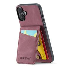 FIERRE SHANN - FIERRE SHANN 023 för iPhone 17 Fodral Äkta läder - Vinröd