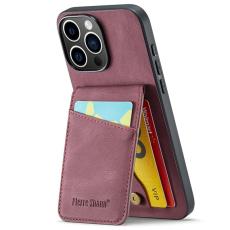 FIERRE SHANN - FIERRE SHANN 023 iPhone 16 Pro Fodral Äkta läder - Vinröd