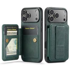 FIERRE SHANN - FIERRE SHANN 024 för iPhone 17 Pro Fodral Äkta läder - Grön