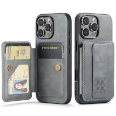 FIERRE SHANN - FIERRE SHANN 024 iPhone 16 Pro Fodral Äkta läder - Grå