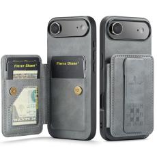 FIERRE SHANN - FIERRE SHANN 024 iPhone Air Fodral Äkta läder - Grå