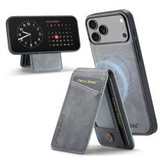 FIERRE SHANN - FIERRE SHANN 025 Fodral för iPhone 17 Pro Äkta läder - Grå