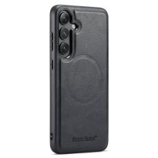 FIERRE SHANN - FIERRE SHANN 027 för Samsung Galaxy S25 Fodral Äkta läder - Svart