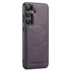 FIERRE SHANN - FIERRE SHANN 027 Fodral för Samsung Galaxy S25+ - Äkta läder - Lila