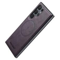 FIERRE SHANN - FIERRE SHANN 027 Fodral för Samsung Galaxy S25 Ultra - Läder - Lila