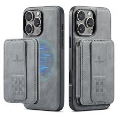 FIERRE SHANN - FIERRE SHANN 028 iPhone 16 Pro Fodral Äkta läder - Grå