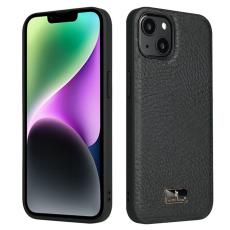 FIERRE SHANN - FIERRE SHANN för iPhone 14 Fodral Äkta läder - Elefantmönster