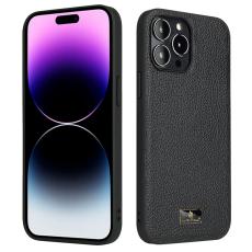 FIERRE SHANN - FIERRE SHANN för iPhone 14 Pro Max Fodral PU Läder - Litchi Mönster