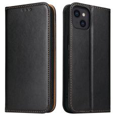 FIERRE SHANN - FIERRE SHANN för iPhone 15 Fodral Ställ Wallet Konstläder - Svart