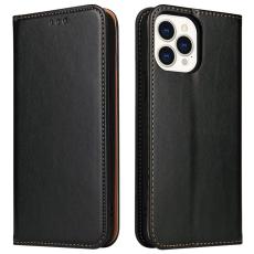 FIERRE SHANN - FIERRE SHANN för iPhone 15 Pro Max Fodral - Texturerat PU Läder - Svart