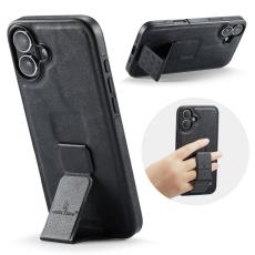 FIERRE SHANN - FIERRE SHANN för iPhone 17 Fodral Kickstand Äkta läder - Svart