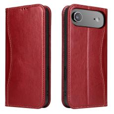 FIERRE SHANN - FIERRE SHANN för iPhone Air Fodral Wallet Äkta läder - Röd